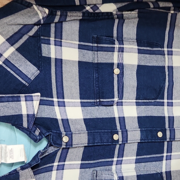 Men's L Lucky Brand Blue Plaid Button Down - Picture 3 of 3